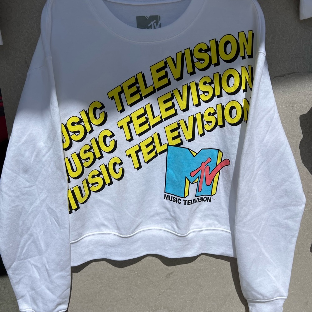MTV White and Yellow Retro Media Sweatshirt